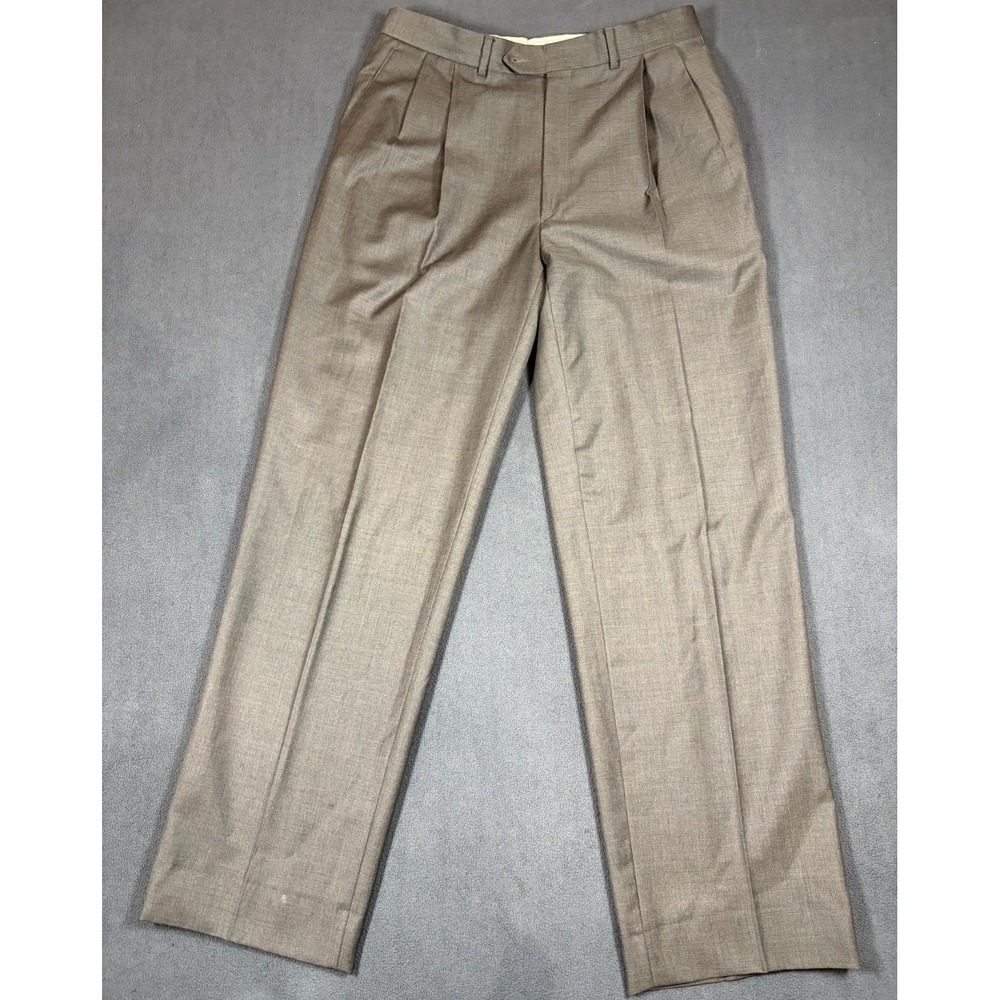 Santorelli Luxury Serge Dress Pants Men 36 Toast Wool Tailored Fit Formal Career